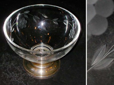 Lot 403 - Sterling Silver Mounted Etched Glass Candy Dish