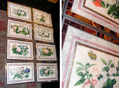 Lot 2606A - Group of Eight Botanical Prints in Mirrored...