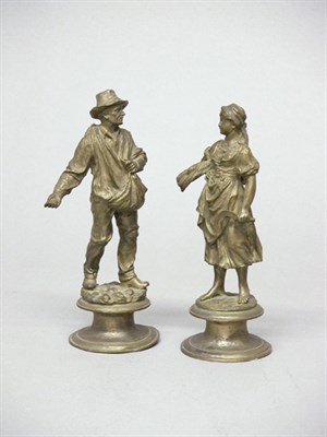 Lot 2402 - Pair of Bronze Figural Sculptures Comprising a...