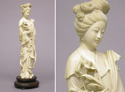 Lot 2678 - Chinese Carved Ivory Figure Of Meiren, on a...