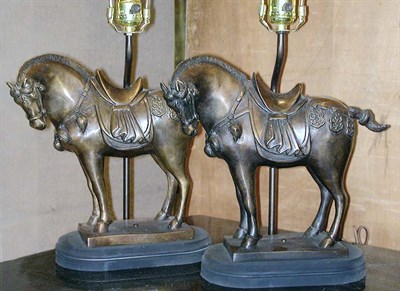 Lot 254 - Pair of Asian Style Patinated-Bronze Models of...
