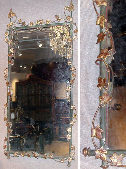 Lot 559 - Painted Metal Foliate-Decorated Mirror