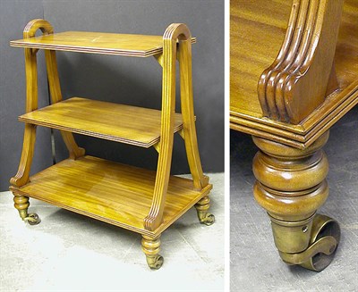Lot 257 - Mahogany Three-Tier Rolling Cart