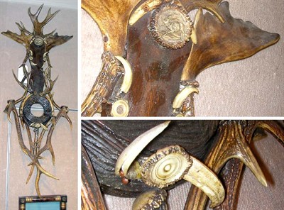 Lot 607 - Antler Mounted Wall Clock Case