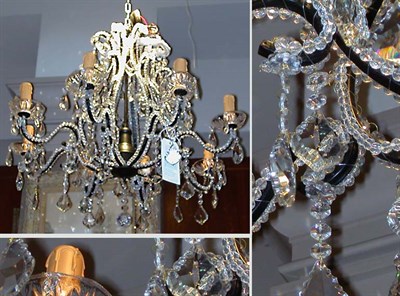 Lot 459 - Georgian Style Painted Metal and Cut Glass...
