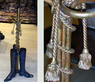 Lot 311 - Gilt and Patinated-Bronze Boot-Form Umbrella...