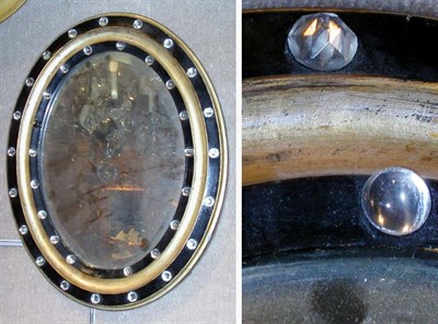 Lot 600 - Gilt and Painted Wood Oval Mirror