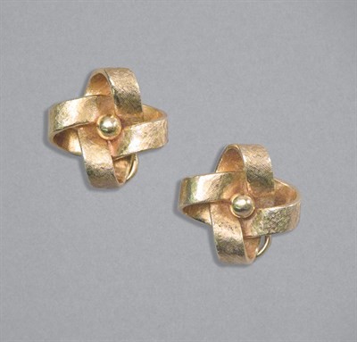 Lot 56 - Pair of Gold Love Knot Earclips