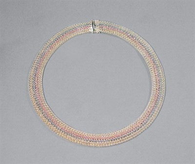 Lot 74 - Tri-Color Gold Mesh Necklace