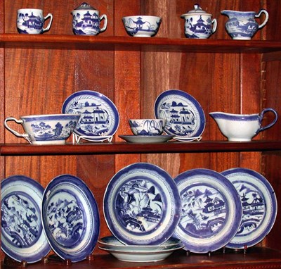 Lot 2198 - Group of Canton Blue and White Porcelain...