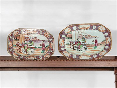 Lot 2189 - Two Chinese Export Mandarin Palette Platters...