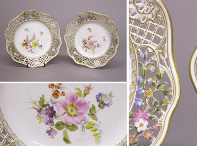 Lot 2330 - Two Meissen Reticulated Porcelain Plates Each...