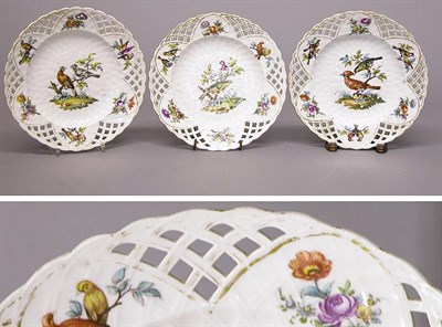 Lot 2329 - Group of Three KPM Reticulated Porcelain...