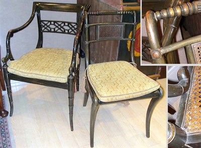 Lot 326 - Set of Six Regency Style Grain Painted Faux...