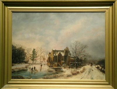 Lot 47 - Manner of Kruseman FIGURES ON A FROZEN POND...