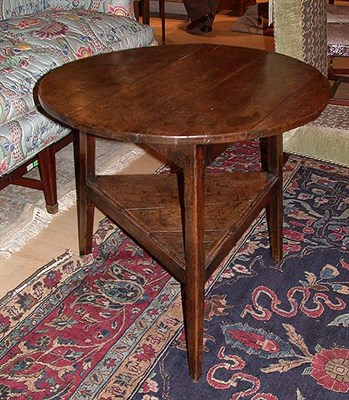 Lot 205 - Oak Tavern Table with Shelf Stretcher 19th...