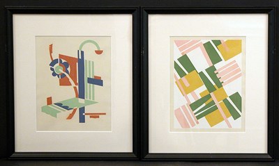 Lot 118 - Serge Gladky [COMPOSITIONS] Two color pochoirs,...