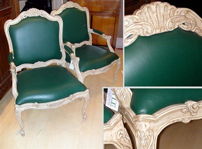 Lot 302 - Pair of Louis XV Style Cream Painted Fauteuils
