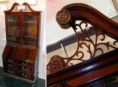 Lot 197 - Georgian Style Mahogany Bureau Bookcase