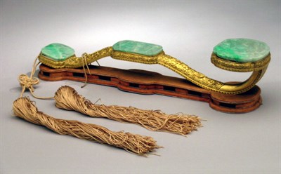 Lot 4243 - Chinese Gilt-Bronze and Jade Ruyi Sceptre 18th...