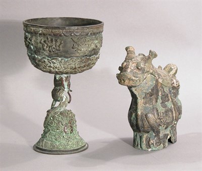 Lot 4242 - Two Chinese Bronze Articles Comprising an...