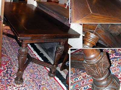 Lot 212 - Baroque Style Oak Draw Leaf Dining Table...