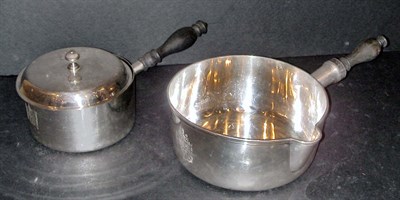 Lot 404 - Two Sterling Silver Sauce Pans Total...