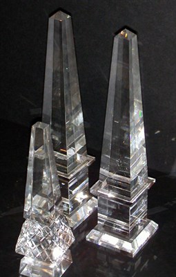 Lot 434 - Group of Three Colorless Cut Glass Obelisks