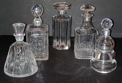Lot 432 - Miscellaneous Group of Five Cut Glass Decanters