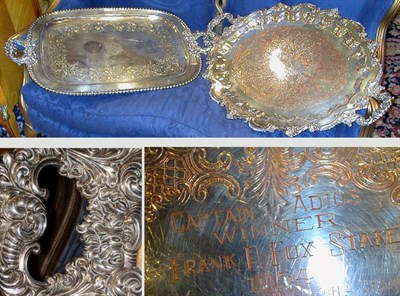 Lot 420 - Two Silver Plated Handled Serving Trays