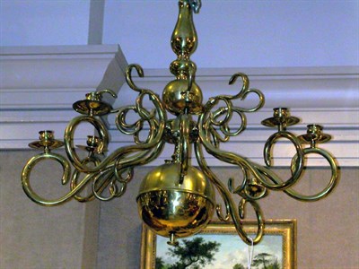 Lot 455 - Baroque Style Brass Eight-Light Chandelier