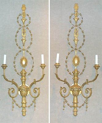 Lot 524 - Set of Four Neoclassical Style Two-Light Sconces