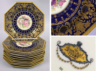 Lot 501 - Twelve Rosenthal Porcelain Octagonal Dessert...