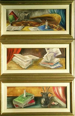 Lot 42 - Martuzzi 20th Century STILL LIFE WITH BOOKS,...