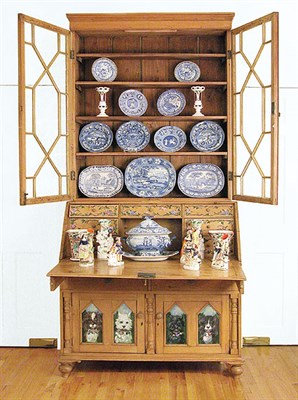 Lot 3244 - George III Style Pine Secretary Bookcase In...