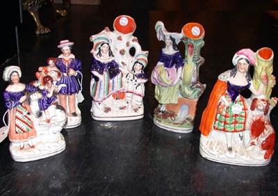 Lot 3245 - Set of Five Staffordshire Pottery Figural...