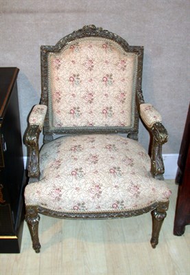 Lot 197 - Louis XVI Style Carved Walnut Fauteuil