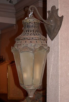 Lot 224 - Pressed Metal Shield Back Sconce with Hanging...