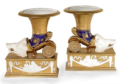 Lot 341 - Pair of Neoclassical Style Porcelain Boar's...