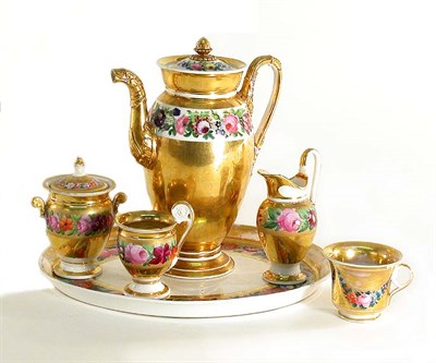 Lot 367 - French Gilt and Painted Porcelain Coffee...