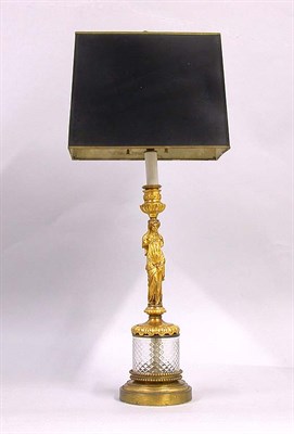 Lot 517 - Brass Figural Lamp with Tole Shade