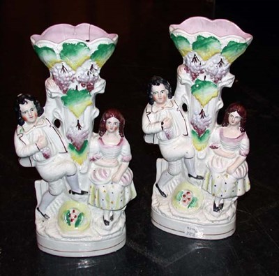 Lot 3248 - Pair of Staffordshire Pottery Spill Vases 19th...