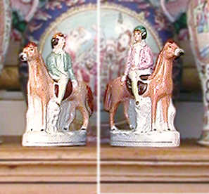 Lot 3010 - Pair of Staffordshire Pottery Figures of a...