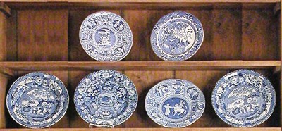 Lot 3249 - Miscellaneous Group of Six Staffordshire Blue...