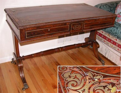 Lot 3155 - Regency Brass Inlaid Rosewood Sofa Table Early...