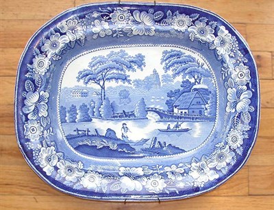 Lot 3256 - Staffordshire Blue and White Pottery Platter...