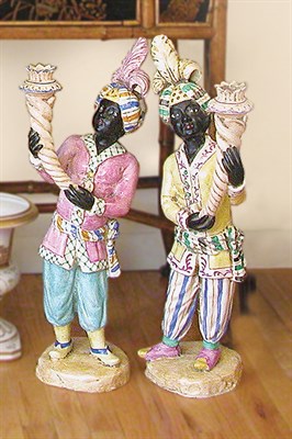 Lot 3118 - Pair of Rococo Style Polychrome Decorated...