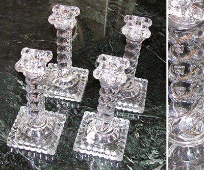 Lot 3222 - Set of Four Baccarat Glass Candlesticks Each...