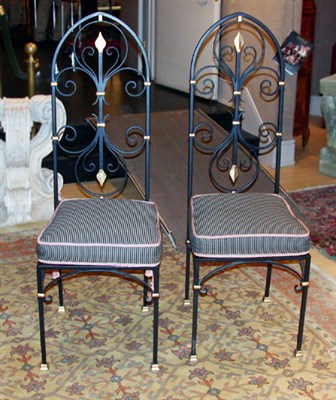 Lot 215 - Pair of Gothic Style Parcel Gilt Wrought Iron...
