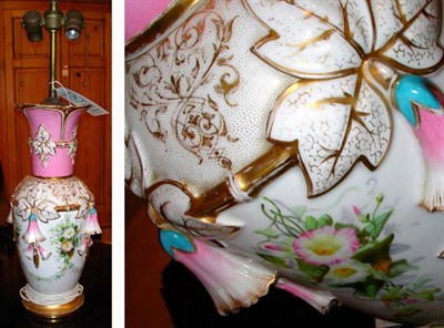 Lot 3145 - Paris Porcelain Lamp 19th Century Of ovoid...